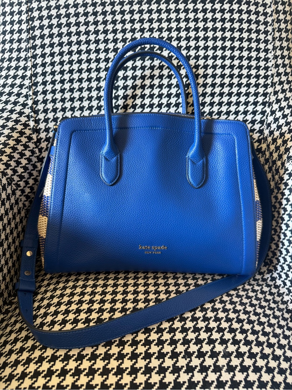 Kate Spade- Classic Blue Leather Striped Woven Knott